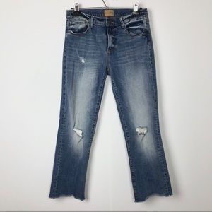 Driftwood Candace Cropped Distressed Raw Hem Jeans